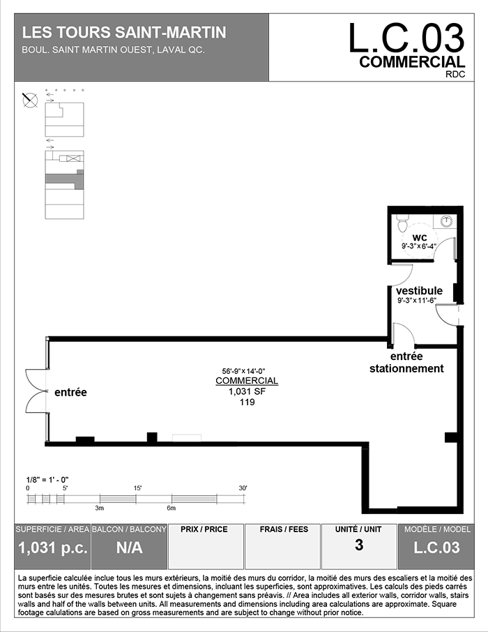 Plan of commercial space L.C.03 for rent
