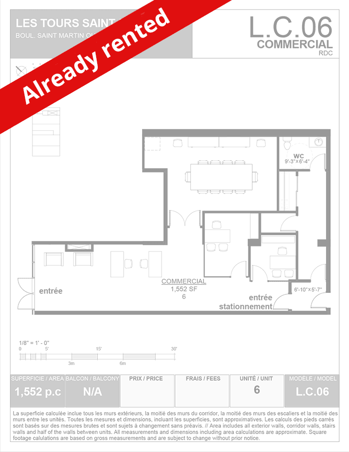 Plan of commercial space L.C.06 - rented